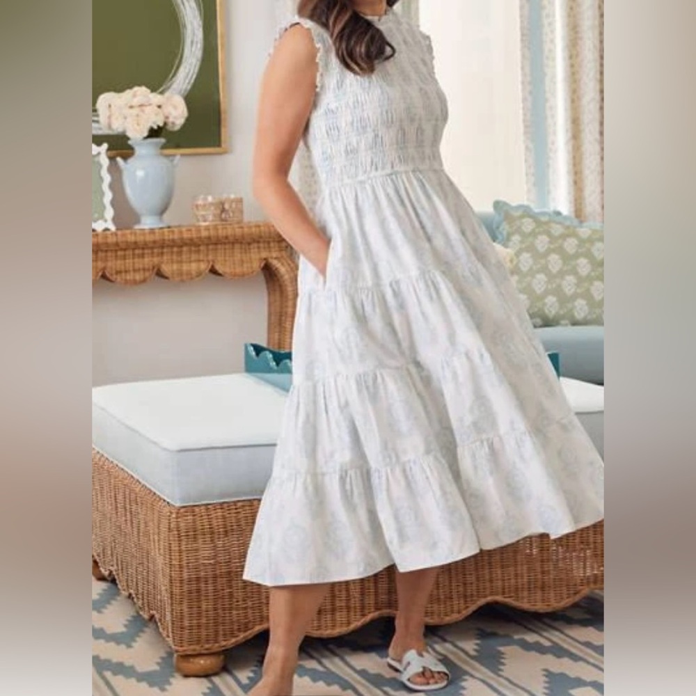 Women's Ivy Society Social Crown Ivy The Newport Dress 100% Cotton Size 16 White
